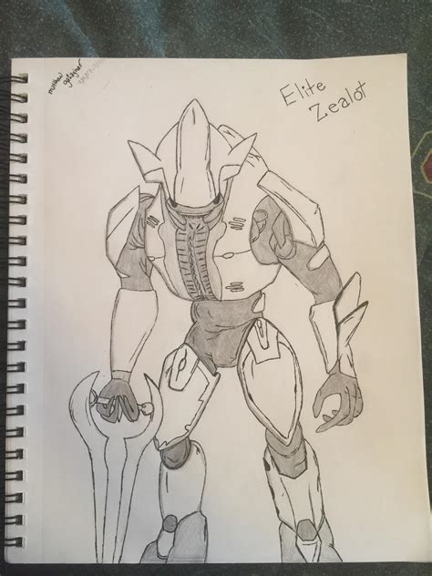 Halo 2 Elite Zealot Drawing : r/halo