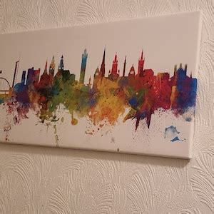 Glasgow Skyline Canvas, Glasgow Scotland Cityscape Canvas Art Print ...