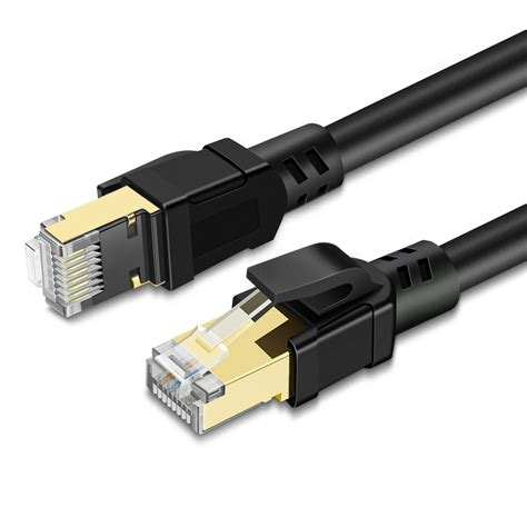 CAT 8 Ethernet Cable 1.5ft High Speed 40 Gbps 2000MHz Black CAT8 Connector LAN Network Gigabit ...