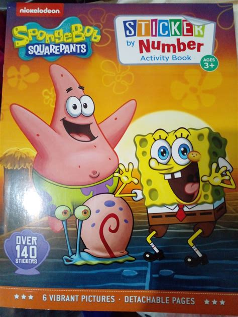 Spongebob Squarepants Sticker by Number Activity Book, Learning Materials for kids, Nickelodeon ...