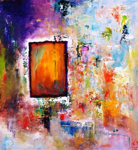 Hand Made Purple Abstract Print With Red, Orange, Green And White Pallet Knife Painting by ...