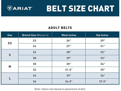 Shyanne Belt Size Chart | Printable Templates Free