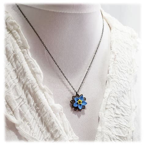 Forget Me Not Charm Necklace | Forget Me Not Jewelry - Stranded Treasures