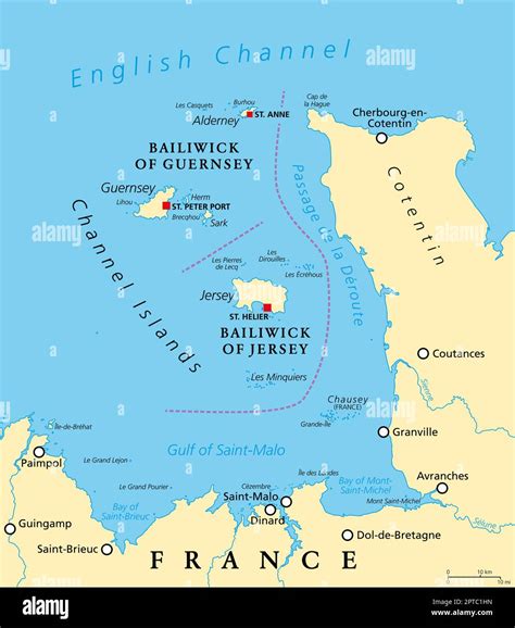 Islas del Canal, mapa político, dependencias de la Corona Guernsey y ...