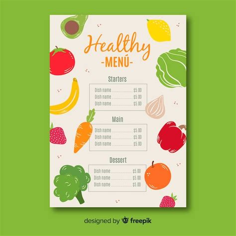 Free Vector | Healthy menu template