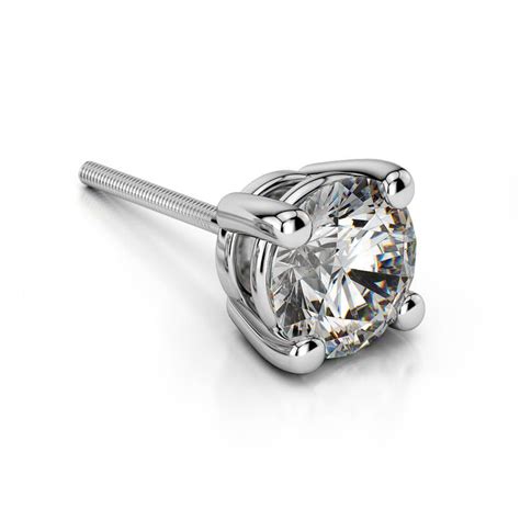 Single Four Prong Diamond Stud Earring Setting In Platinum