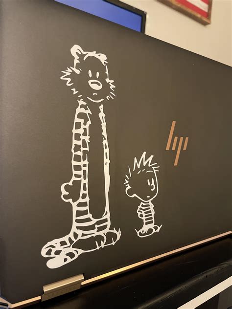 Custom vinyl laptop sticker I cut! : r/calvinandhobbes