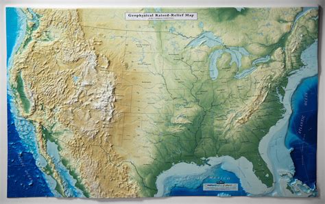 United States - Geophysical Three Dimensional 3D Raised Relief Map ...