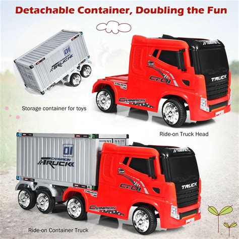 12V Kids Semi-Truck with Container Remote - Ride On Car Toys | Bestoutdor