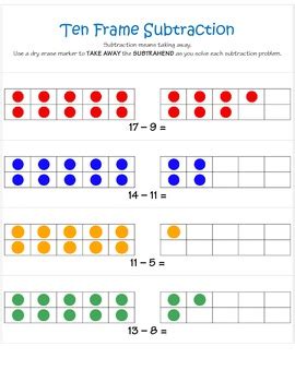 Ten Frame Subtraction - Common Core Connected by Modern Montessori