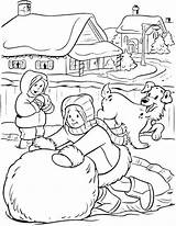 Winter Snowball Fight Coloring Page Make A Big  sketch template