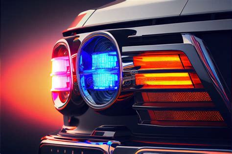 Police Car Lights in Night Time Stock Illustration - Illustration of ...