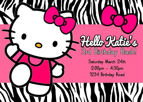 Free Printable Hello Kitty Birthday Party Invitations Template | Drevio Invitations Design