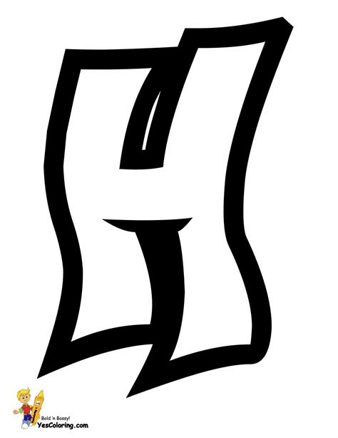 Letter H Graffiti Coloring Sheet | Coloring pages, Lettering, Graffiti ...