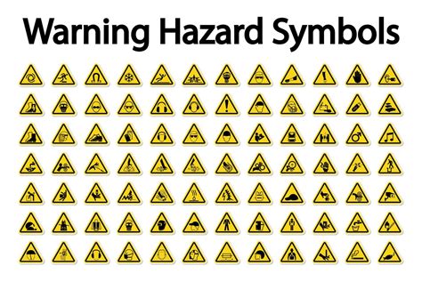 Large Set of Warning Hazard Symbols 932004 Vector Art at Vecteezy