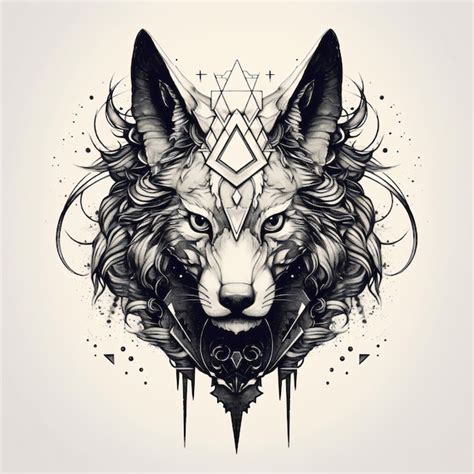 Premium AI Image | a wolf tattoo with a geometric design