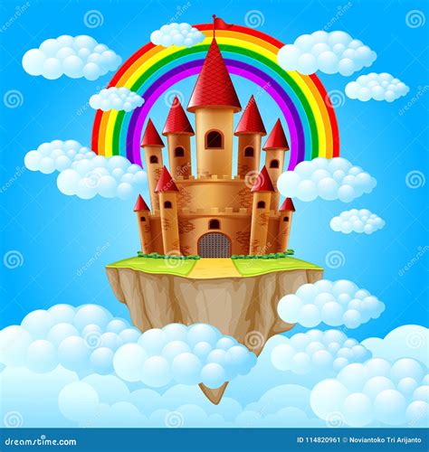 The castle above a cloud stock vector. Illustration of grass - 114820961