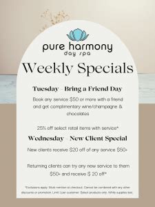 Specials | Pure Harmony Day Spa | Puyallup, WA & Des Peres, MO