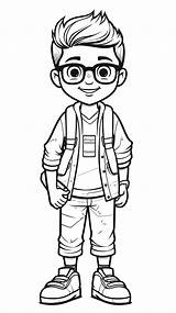 Simple coloring Page For Kids School boy – Artofit sketch template