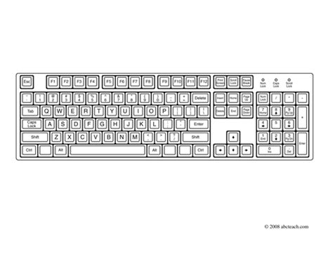 Clip Art: Computer Keyboard (coloring page) | Teaching Resources