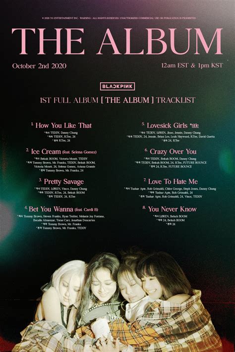 BLACKPINK - THE ALBUM (Track List Teaser) : kpop