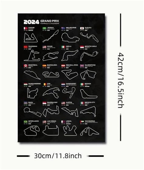 Grand Prix Formula 1 Calendar Print, Wall Art Pictures Canvas Print - Etsy