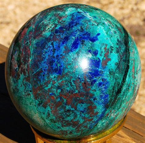 Azurite/Chrysocolla sphere | Cuprite, Malachite, Azurite