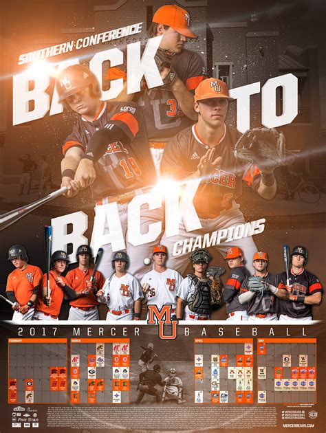 Mercer Bears Baseball 2017 Schedule Poster on Behance