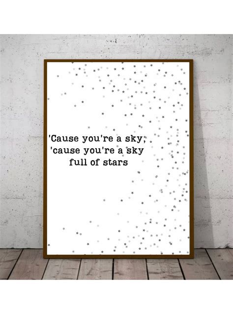 Coldplay Lyrics Sky Full Of Stars Wall Gallery | Etsy