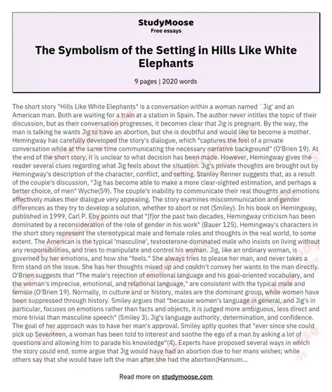 The Symbolism of the Setting in Hills Like White Elephants Free Essay Example