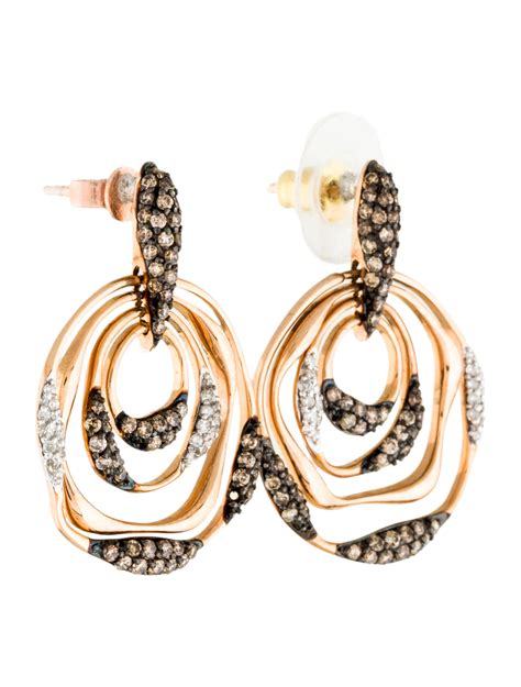 14K Diamond Hoop Drop Earrings - Earrings - EARRI33441 | The RealReal