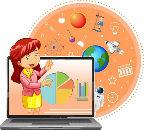 Computer with teacher cartoon character 4382686 Vector Art at Vecteezy