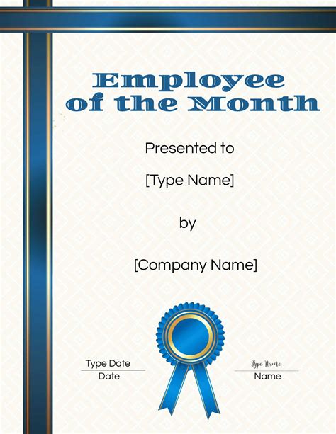 Free Printable Employee Of The Month Certificate