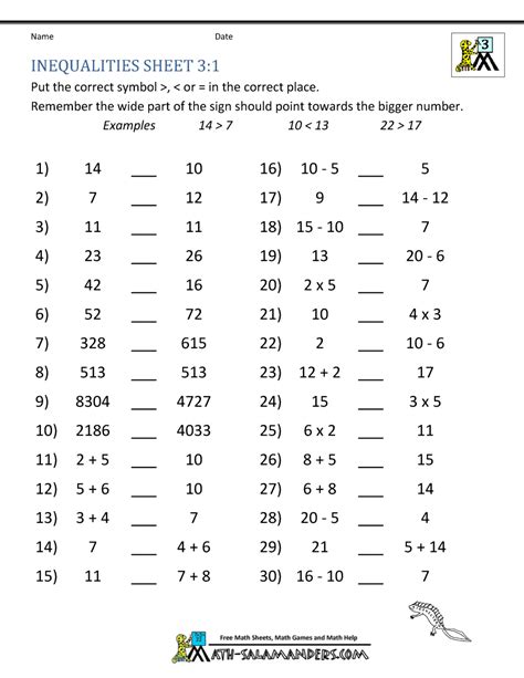 Third Grade Math Practice Rounding, Inequalities and Multiples