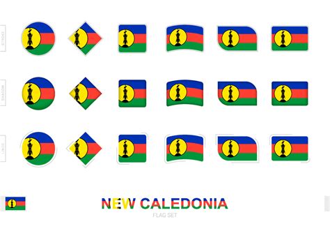 New Caledonia flag set, simple flags of New Caledonia with three different effects. 7411353 ...