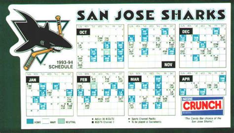 San Jose Sharks Promotional Cup 1993 Schedule Magnet Phoenix Coyotes Hockey Puck For Sale