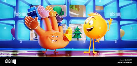 THE EMOJI MOVIE, from left: Hi-5 (voice: James Corden), Gene (voice: T ...