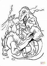 Ausmalbild Ein Tyrannosaurus Und Stegosaurus Im Kampf  sketch template