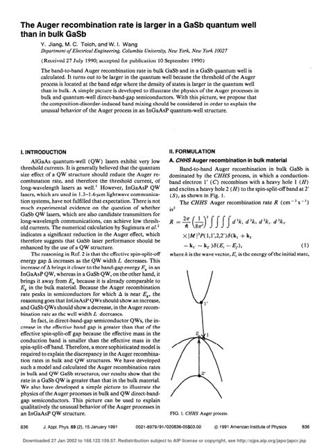 (PDF) The Auger recombination rate is larger in a GaSb quantum well ...