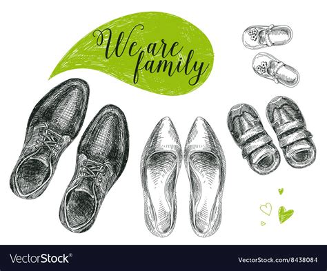 Hand drawn with family shoes Royalty Free Vector Image