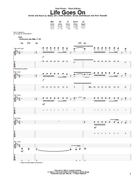 Life Goes On by Poison - Guitar Tab - Guitar Instructor