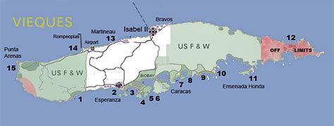 Map of Vieques beaches locations | Vieques, Puerto rico trip, Puerto ...