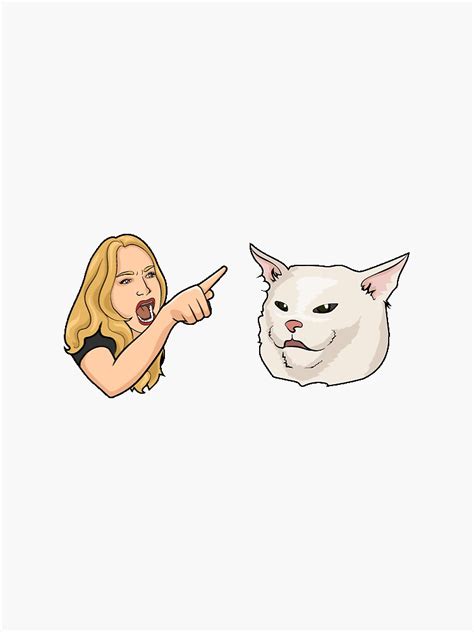 "Woman Yelling At Confused Cat" Sticker for Sale by jvndesigns | Redbubble