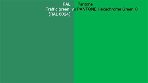 RAL Traffic green (RAL 6024) vs Pantone Hexachrome Green C side by side comparison