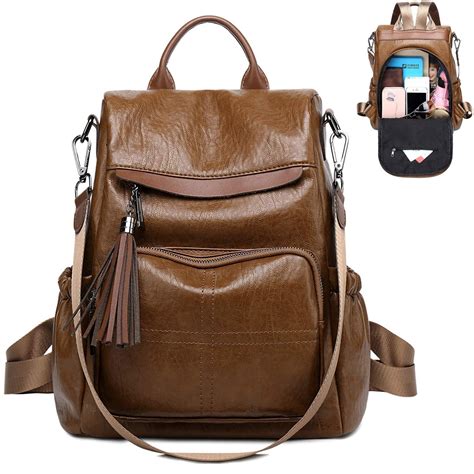 Women Backpack Purses Fashion PU Leather Antitheft Casual Daypack School Shoulder Bag Travel ...