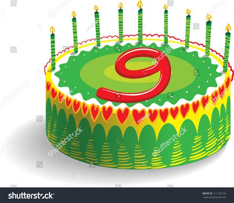 Ninth Birthday Cake Stock Vector 111152132 - Shutterstock