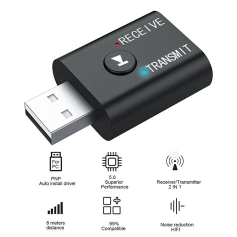 USB Bluetooth Transmitter Receiver 2-in-1,Bluetooth 5.0 USB Dongle ...