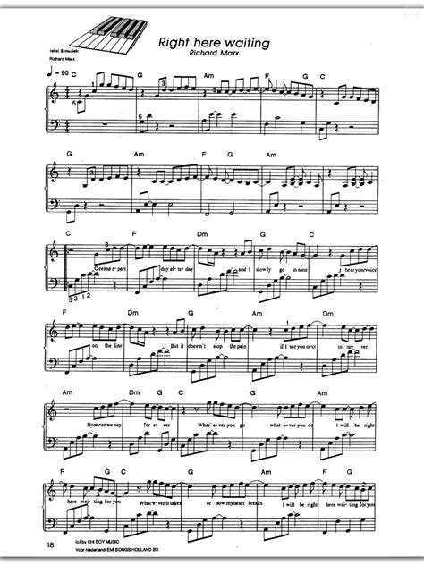 Piano Sheet Music — Right here waiting - Richard Marx (Piano Sheet)