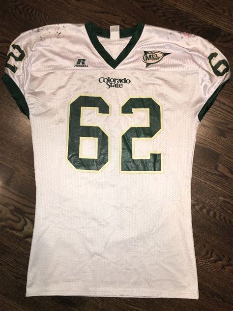 Game Worn Used Colorado State Rams Football Jersey #62 Russell XL ...