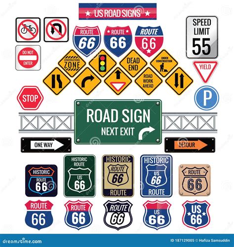 Traffic Guide Signs In The United States Cartoon Vector | CartoonDealer ...